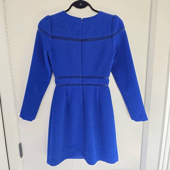 Reiss Vibrant Blue Mesh Panel Dress Size USA 0 - Picture 3 of 6